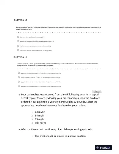 2023 ATI RN Paediatrics Protected Exam With Answers (70 Solved Questions) - Page 5 preview image