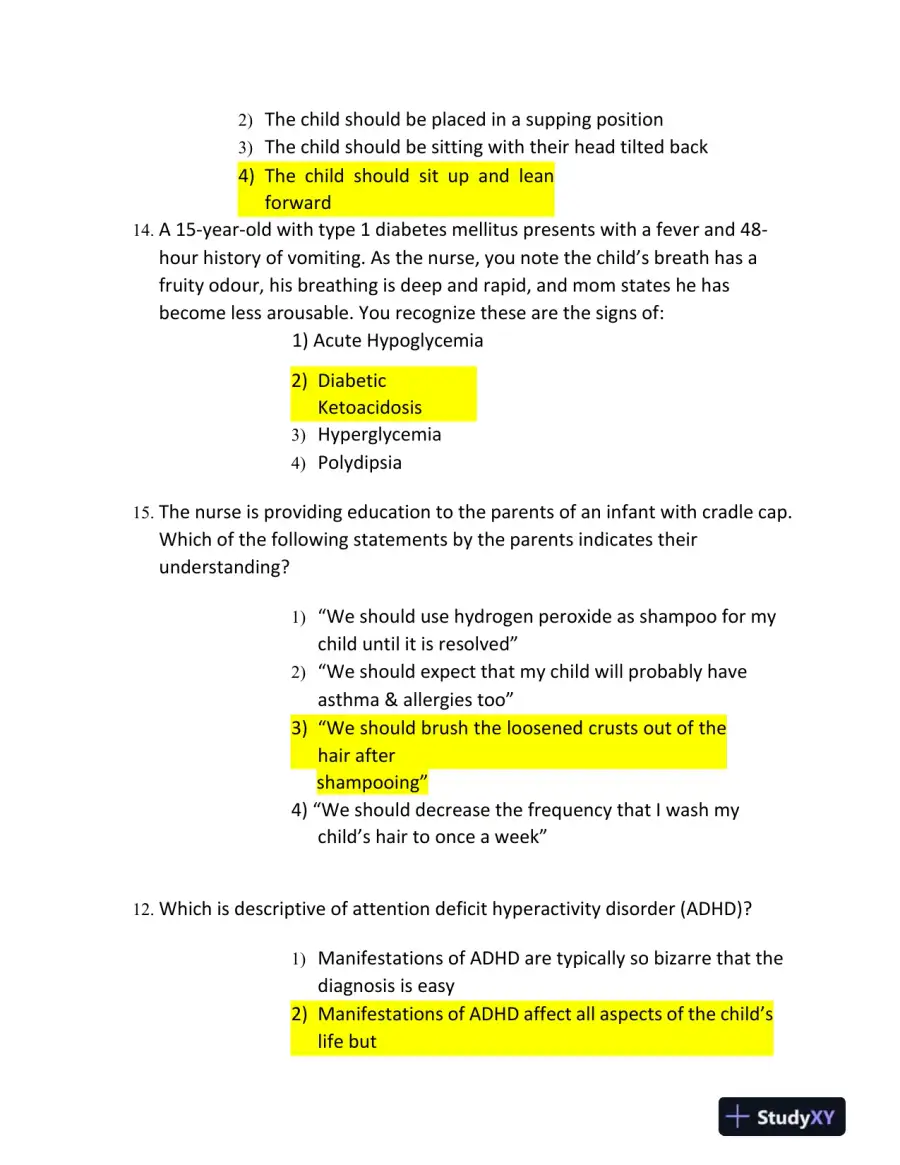 2023 ATI RN Paediatrics Protected Exam With Answers (70 Solved Questions), page 6
