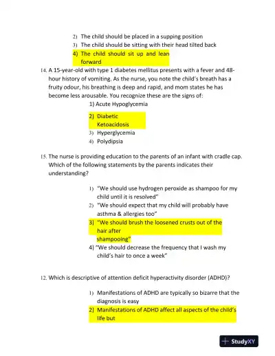 2023 ATI RN Paediatrics Protected Exam With Answers (70 Solved Questions) - Page 6 preview image