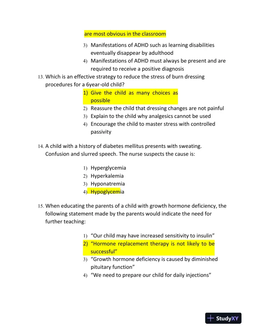 2023 ATI RN Paediatrics Protected Exam With Answers (70 Solved Questions), page 7