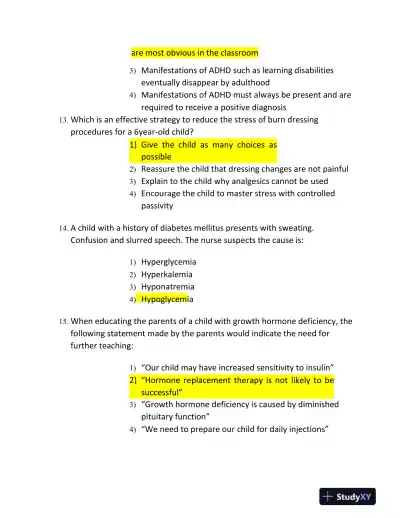 2023 ATI RN Paediatrics Protected Exam With Answers (70 Solved Questions) - Page 7 preview image