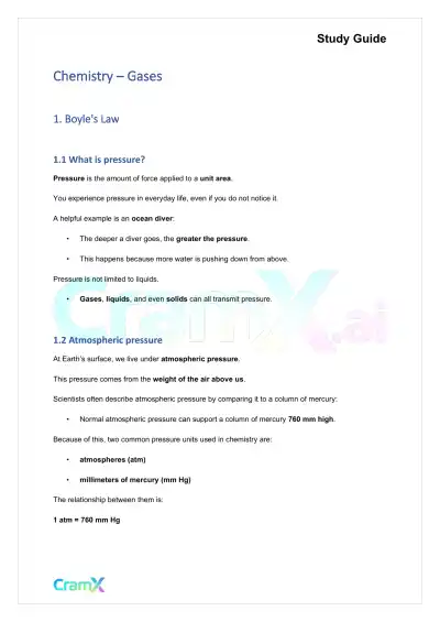 Chemistry - Gases - Page 1 preview image