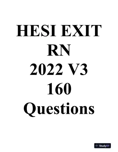2022 HESI RN Nursing Diagnosis Exit Exam With Answers (160 Solved Questions) - Page 1 preview image
