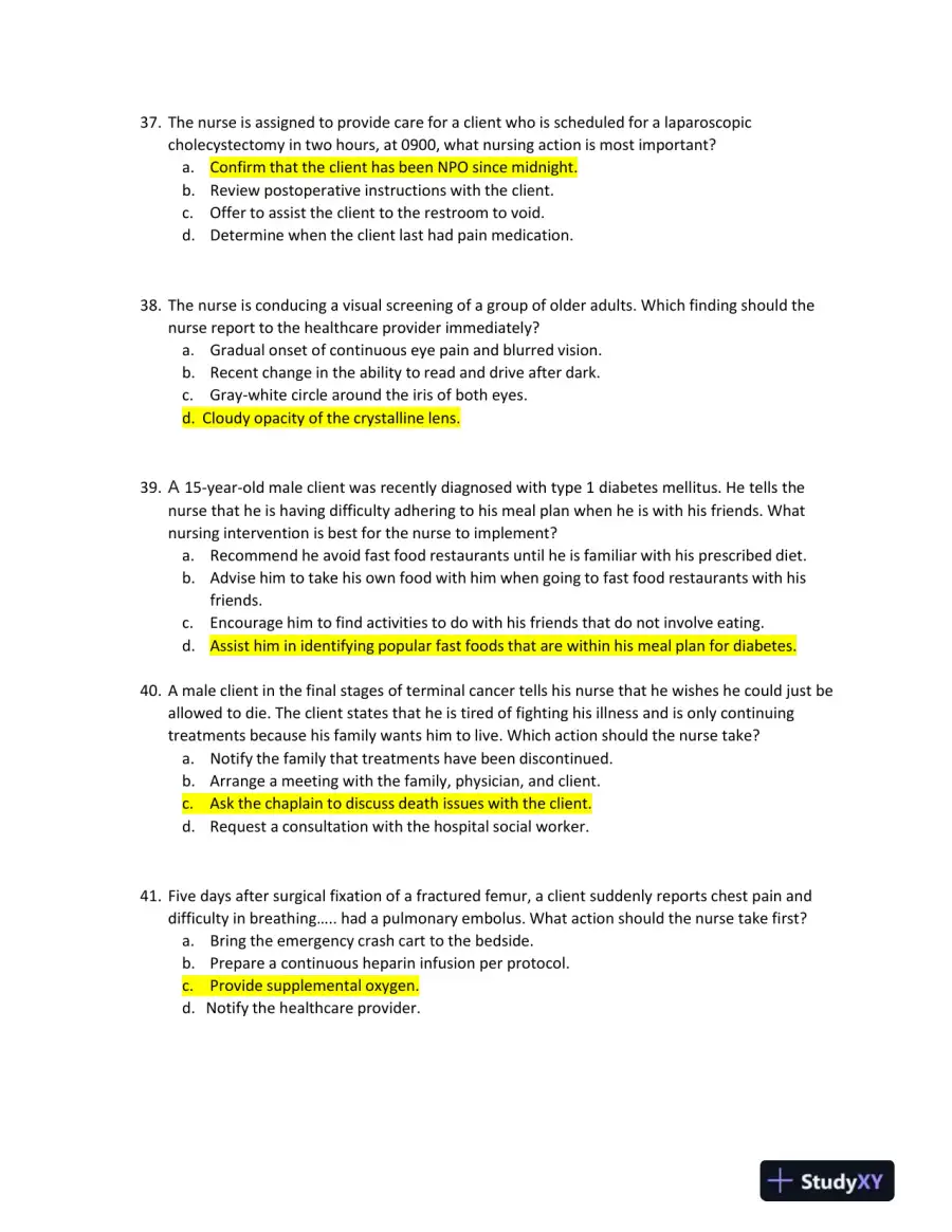 2022 HESI RN Nursing Diagnosis Exit Exam With Answers (160 Solved Questions), page 12