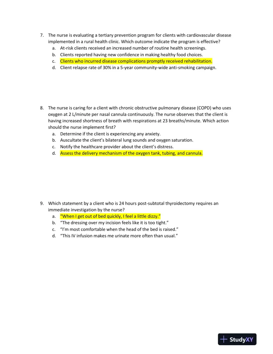 2022 HESI RN Nursing Diagnosis Exit Exam With Answers (160 Solved Questions), page 5