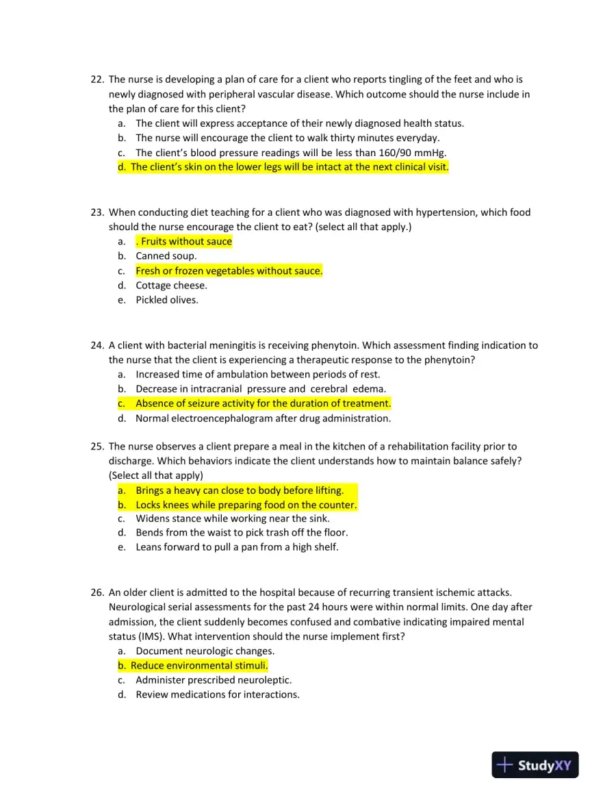 2022 HESI RN Nursing Diagnosis Exit Exam With Answers (160 Solved Questions), page 9