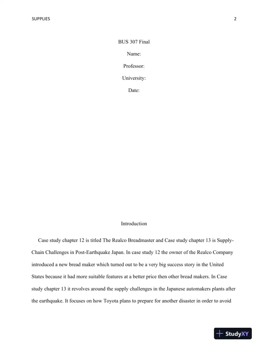 BUS 307 Analyzing Master Production Scheduling and Supply Chain Resilience, page 3