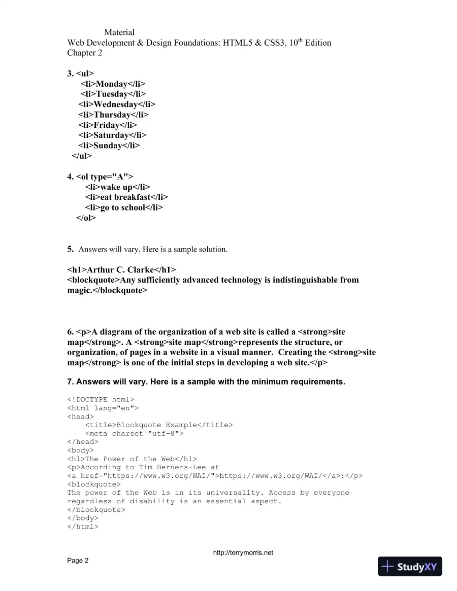 Solution Manual For Web Development and Design Foundations with HTML5, 10th Edition, page 10