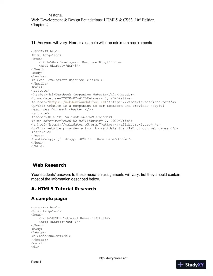 Solution Manual For Web Development and Design Foundations with HTML5, 10th Edition, page 13