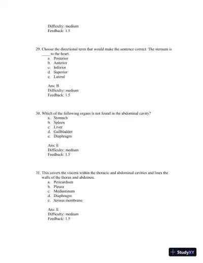 Test Bank For Principles of Anatomy and Physiology 12th Edition Test Bank - Page 10 preview image