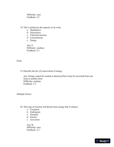 Test Bank For Principles of Anatomy and Physiology 12th Edition Test Bank - Page 30 preview image