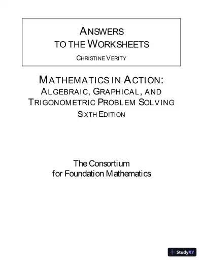 Solution Manual for Mathematics in Action: Algebraic, Graphical, and Trigonometric Problem Solving, 6th Edition - Page 1 preview image