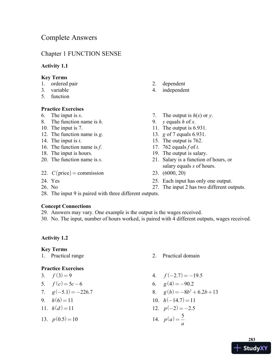 Solution Manual for Mathematics in Action: Algebraic, Graphical, and Trigonometric Problem Solving, 6th Edition, page 3