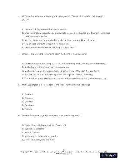 Marketing 13th Edition Test Bank - Page 3 preview image