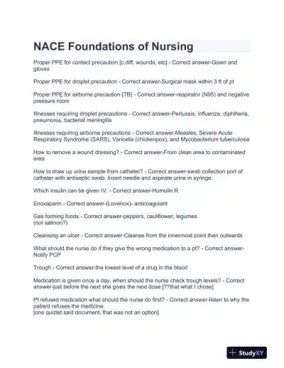 NACE Nursing Diagnosis Practice Exam With Answers (72 Solved Questions) - Page 1 preview image