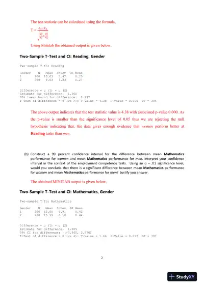 Statistical Analysis of Gender Differences in Employment Competency Scores - Page 3 preview image