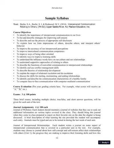 Test Bank for Interpersonal Communication, 7th New International Edition - Page 14 preview image