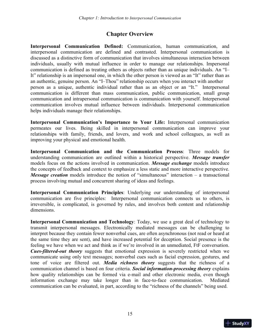 Test Bank for Interpersonal Communication, 7th New International Edition, page 17