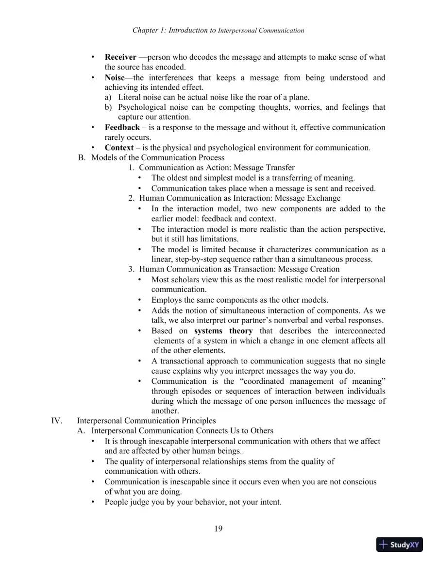 Test Bank for Interpersonal Communication, 7th New International Edition, page 21