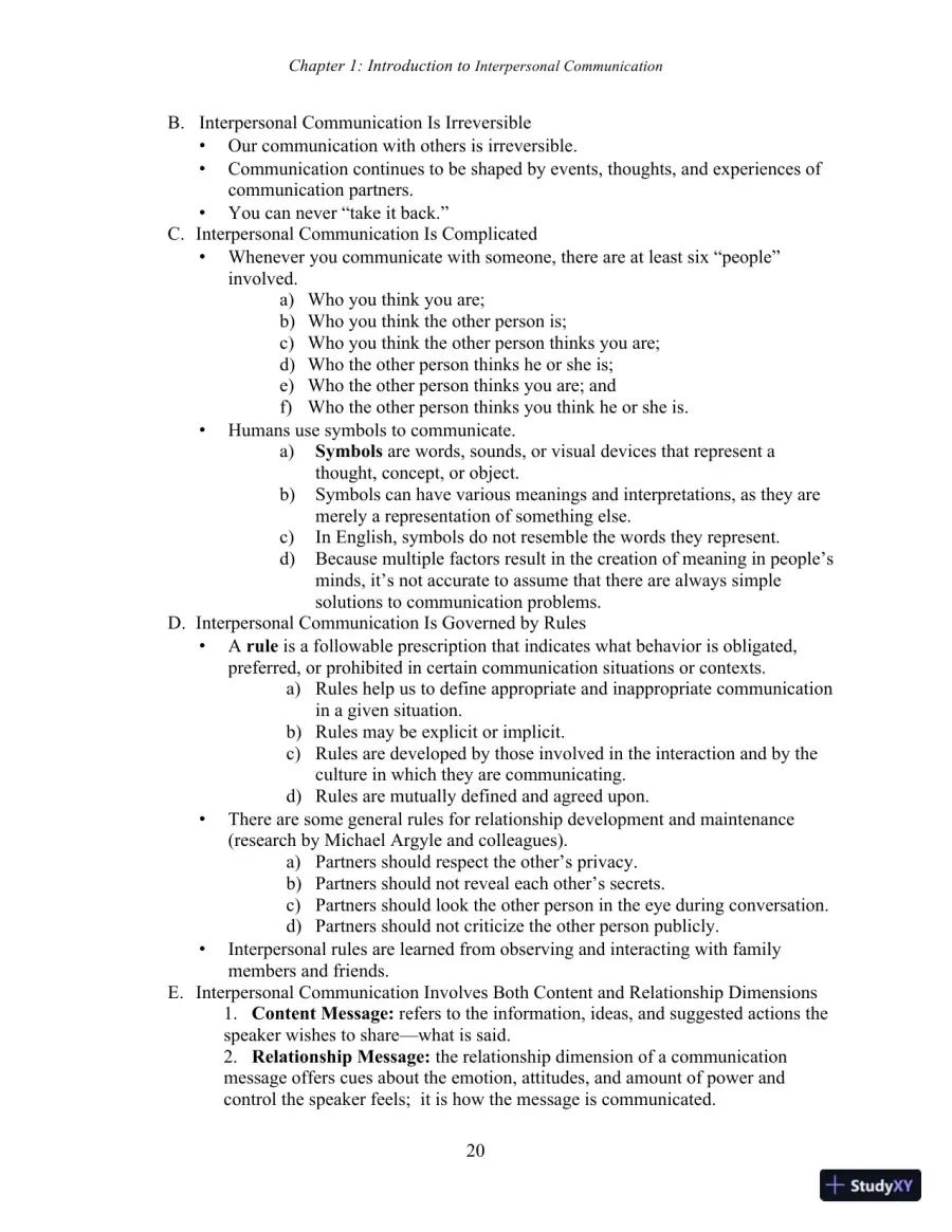 Test Bank for Interpersonal Communication, 7th New International Edition, page 22