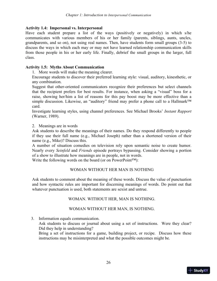 Test Bank for Interpersonal Communication, 7th New International Edition, page 28