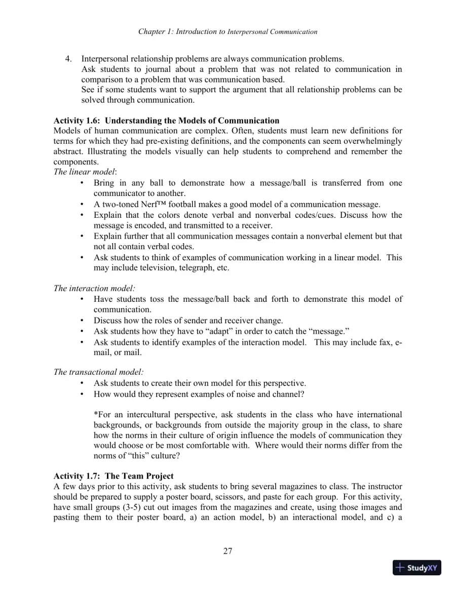 Test Bank for Interpersonal Communication, 7th New International Edition, page 29