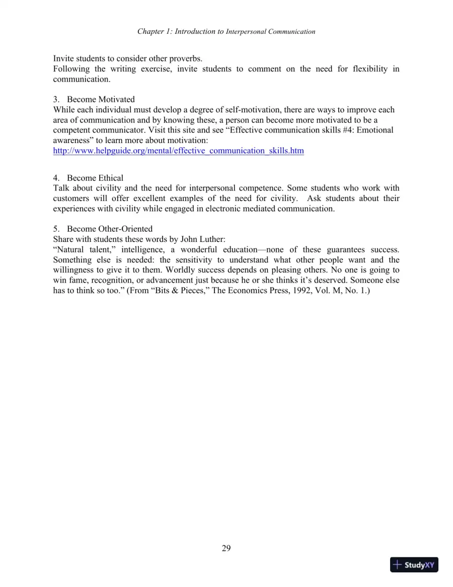 Test Bank for Interpersonal Communication, 7th New International Edition, page 31