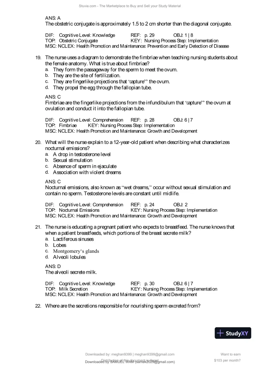 Test Bank for Introduction to Maternity and Pediatric Nursing, 9th Edition (Chapters 1-34), page 16