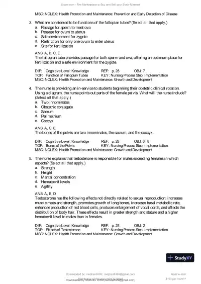 Test Bank for Introduction to Maternity and Pediatric Nursing, 9th Edition (Chapters 1-34) - Page 19 preview image