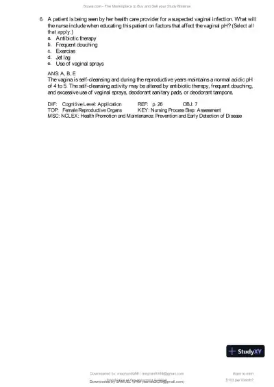 Test Bank for Introduction to Maternity and Pediatric Nursing, 9th Edition (Chapters 1-34) - Page 20 preview image