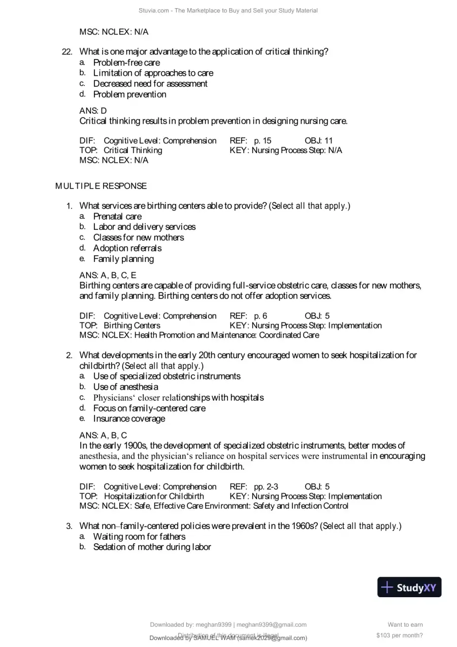 Test Bank for Introduction to Maternity and Pediatric Nursing, 9th Edition (Chapters 1-34), page 8