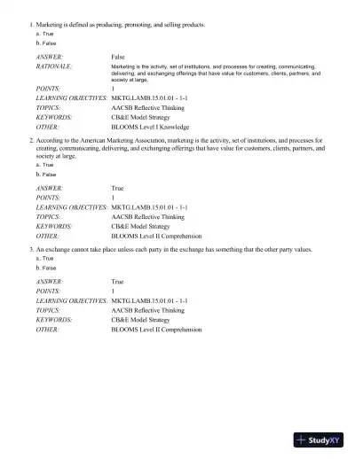 Test Bank For Mktg 8, 8th Edition - Page 1 preview image