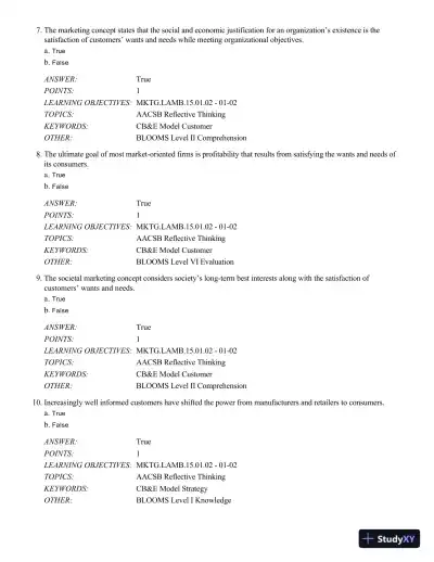 Test Bank For Mktg 8, 8th Edition - Page 4 preview image
