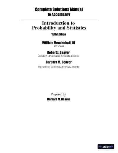 Solution Manual for Introduction to Probability and Statistics, 15th Edition - Page 1 preview image