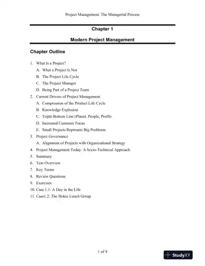 Project Management: The Managerial Process, 7th Edition Solution Manual - Page 1 preview image