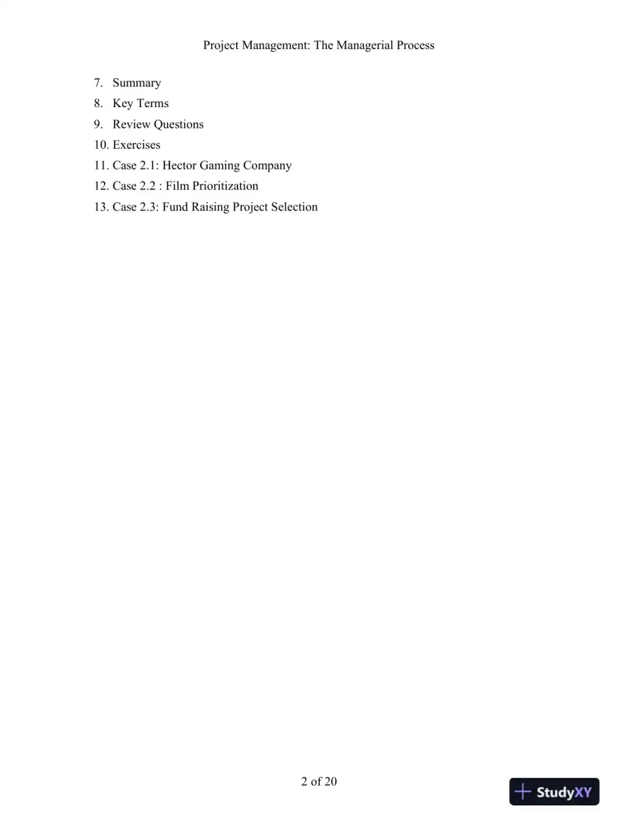 Project Management: The Managerial Process, 7th Edition Solution Manual, page 12