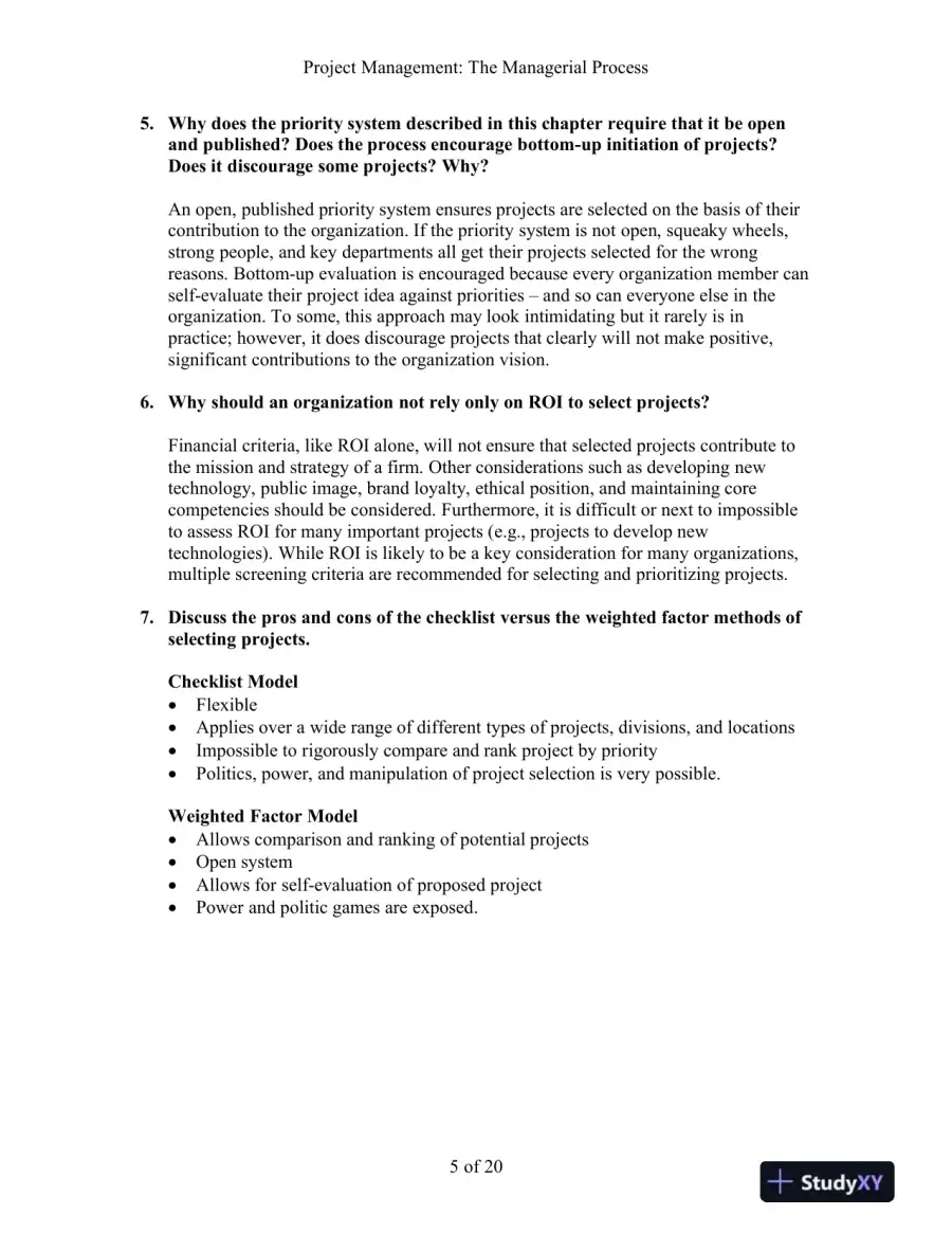 Project Management: The Managerial Process, 7th Edition Solution Manual, page 15