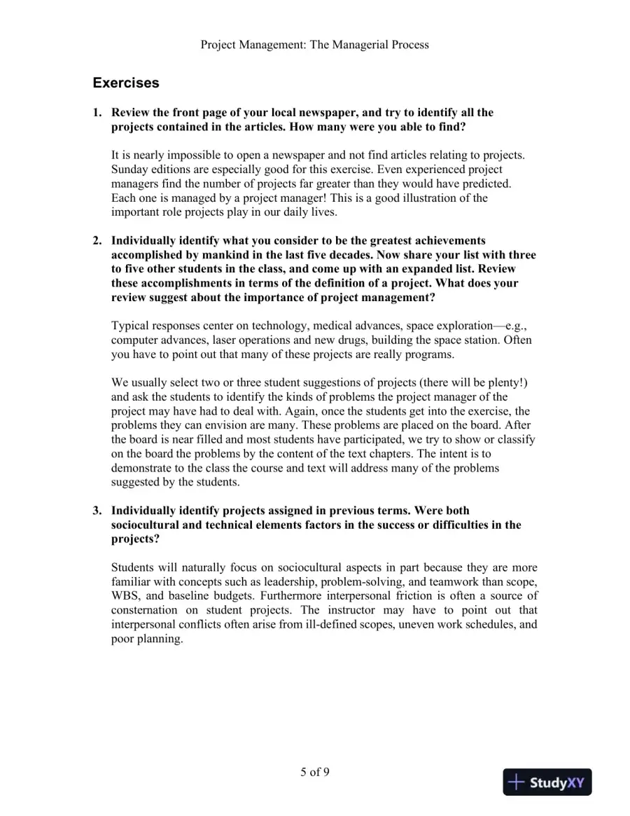 Project Management: The Managerial Process, 7th Edition Solution Manual, page 6