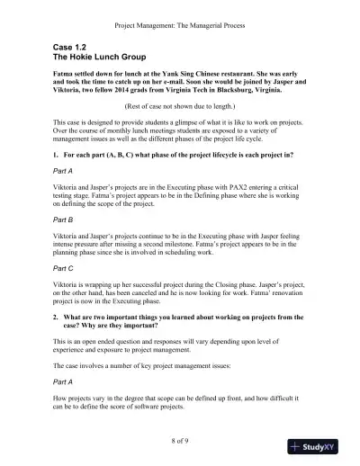 Project Management: The Managerial Process, 7th Edition Solution Manual - Page 9 preview image