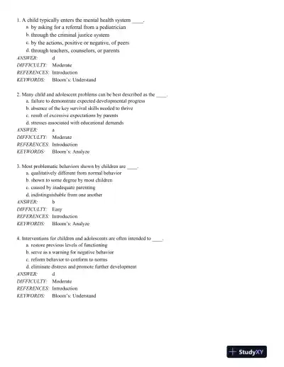 Abnormal Child Psychology 6th Edition Test Bank - Page 1 preview image