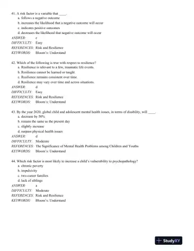 Abnormal Child Psychology 6th Edition Test Bank - Page 12 preview image