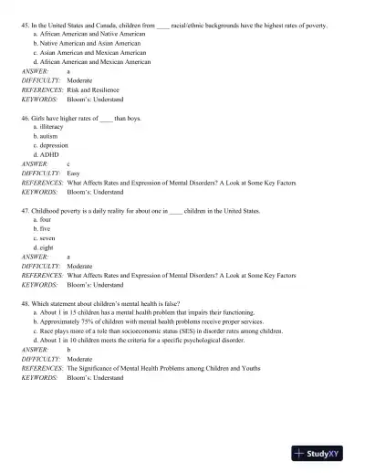 Abnormal Child Psychology 6th Edition Test Bank - Page 13 preview image