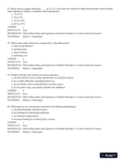 Abnormal Child Psychology 6th Edition Test Bank - Page 16 preview image