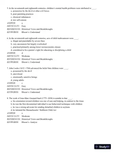 Abnormal Child Psychology 6th Edition Test Bank - Page 3 preview image