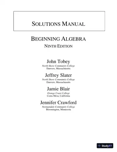 Solution Manual for Beginning Algebra, 9th Edition - Page 1 preview image