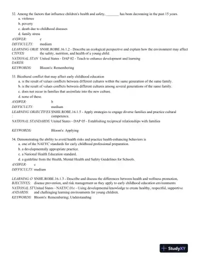 Safety, Nutrition and Health in Early Education 6th Edition Test Bank - Page 10 preview image