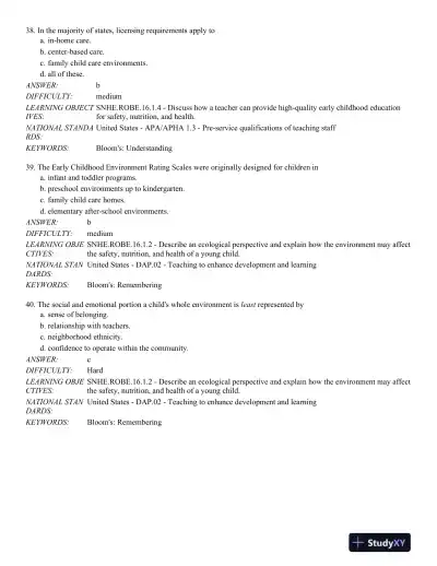 Safety, Nutrition and Health in Early Education 6th Edition Test Bank - Page 12 preview image