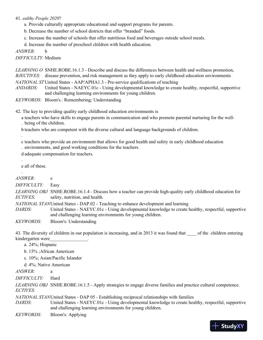 Safety, Nutrition and Health in Early Education 6th Edition Test Bank, page 13