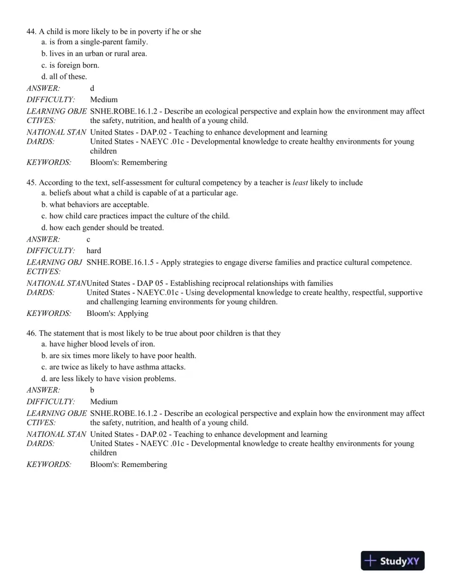 Safety, Nutrition and Health in Early Education 6th Edition Test Bank, page 14