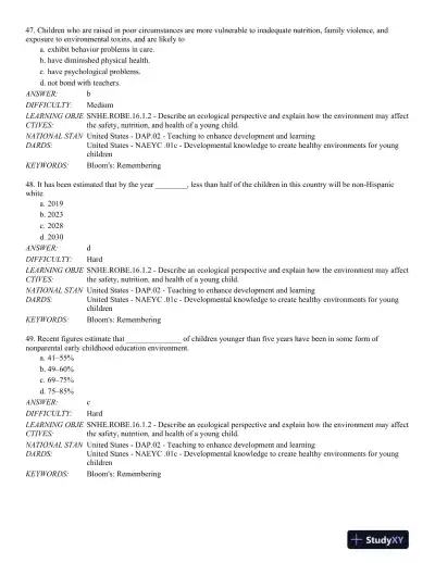 Safety, Nutrition and Health in Early Education 6th Edition Test Bank - Page 15 preview image